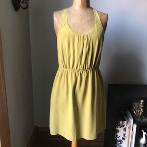 Madewell Broadway & Broome chartreuse silk dress